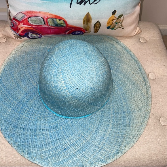 Seaworld Busch Gardens NWT! Blue Floppy Straw Tie Hat Hat - Picture 5 of 9